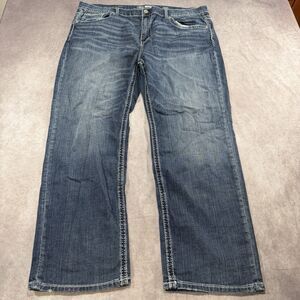 BKE Seth Jeans 42x30 Medium Wash Straight Cowboy Western Whiskered Stretch Work